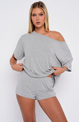 Slow Life Pyjama Shorts Grey Marle