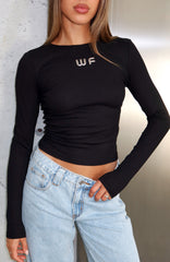 Steal My Heart Long Sleeve Top Black