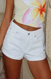 Missin' Something Denim Shorts White