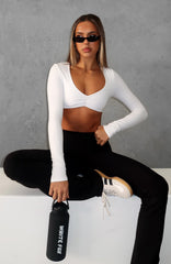 Sync Long Sleeve Crop White