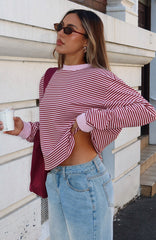 Touchdown Long Sleeve Tee Pink Stripe