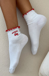 With Love In The Moment Socks White/Red