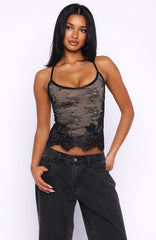 You Came Back Lace Top Black