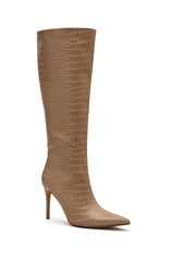 Ziggy Knee High Boots Nude Croc