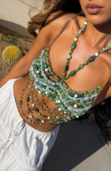 Own The Night Beaded Top Green