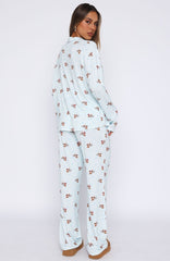 Pillow Talk Printed Long Sleeve Pyjama Set Blueberry Breakfast