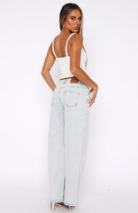 Bring The Style Low Rise Wide Leg Jeans Glacier Blue