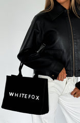 White Fox Mini Tote Bag Black