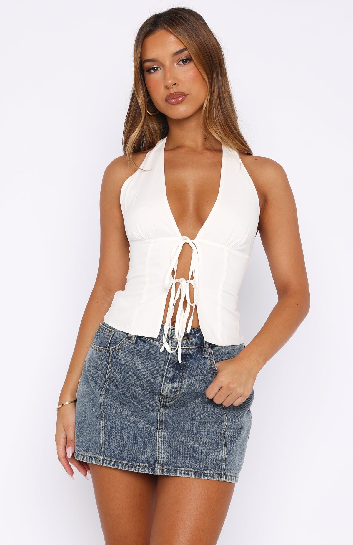 Leaving Now Halter Top White