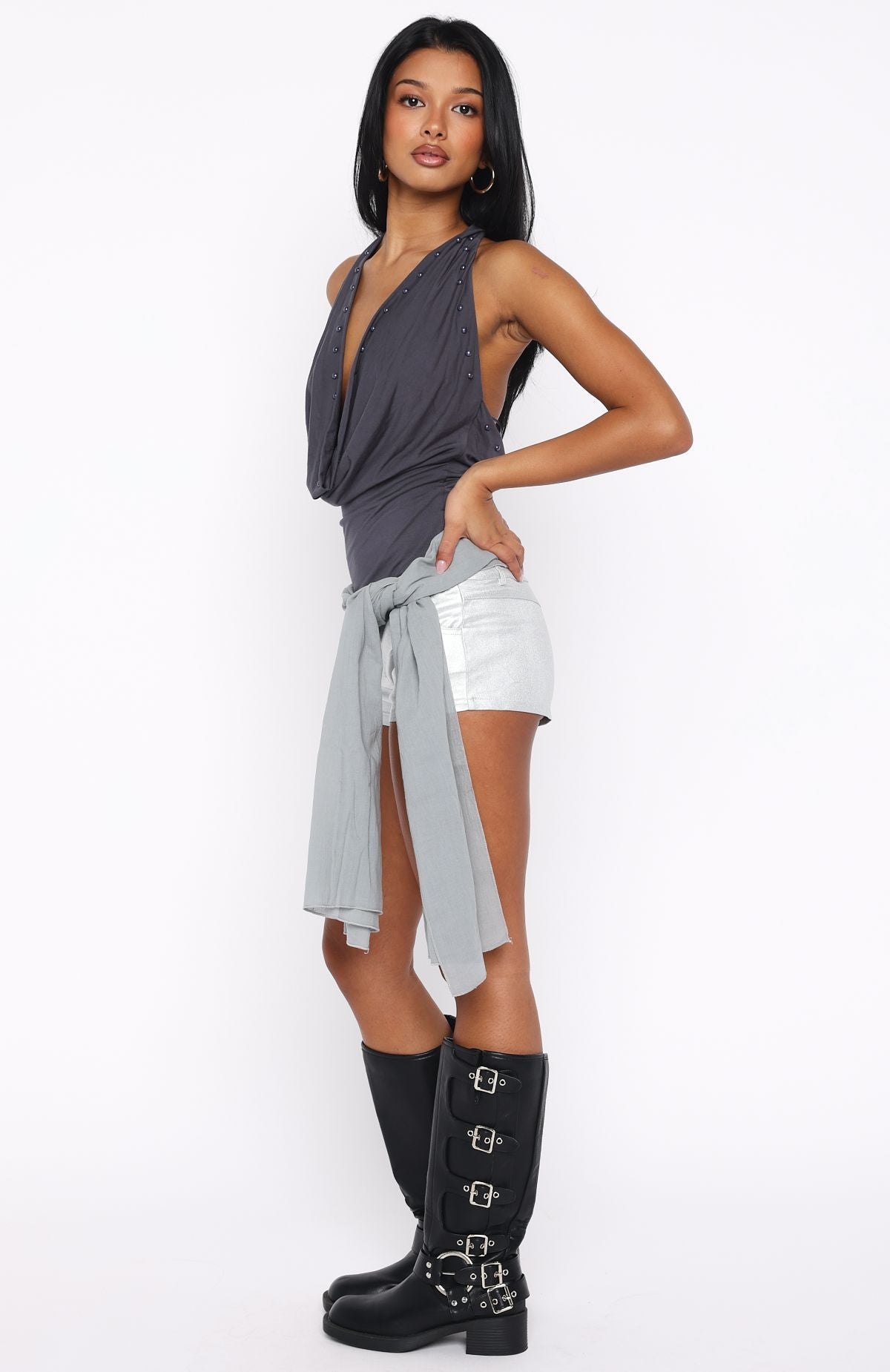 Coming Up Scarf Charcoal