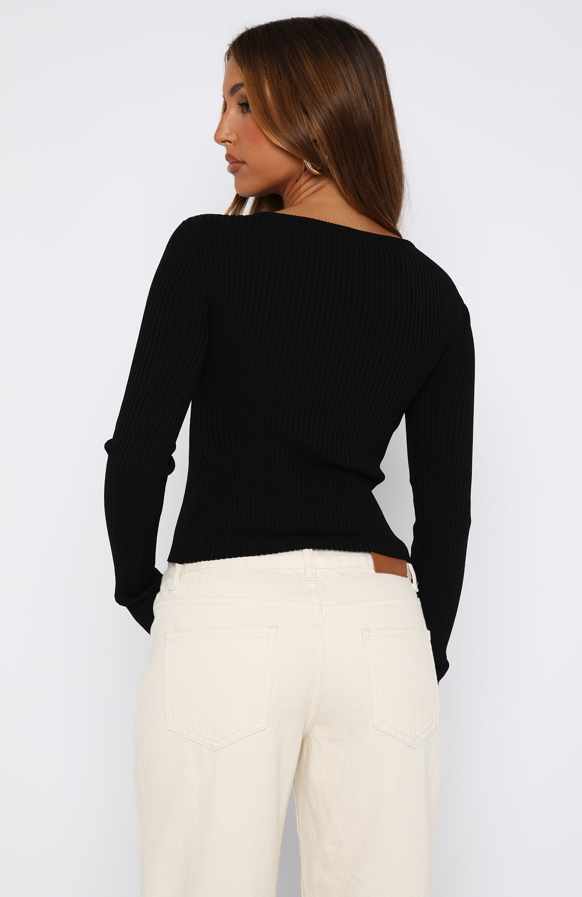 Notice Me Long Sleeve Top Black