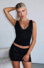 I Own My Night Lace Top Black