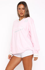 Let's Just Be Friends Long Sleeve Oversized Jersey Pink