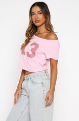 Whenever You're Ready Off Shoulder Relaxed Tee Pink