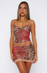 Are You Entertained Mini Skirt Floral Leopard