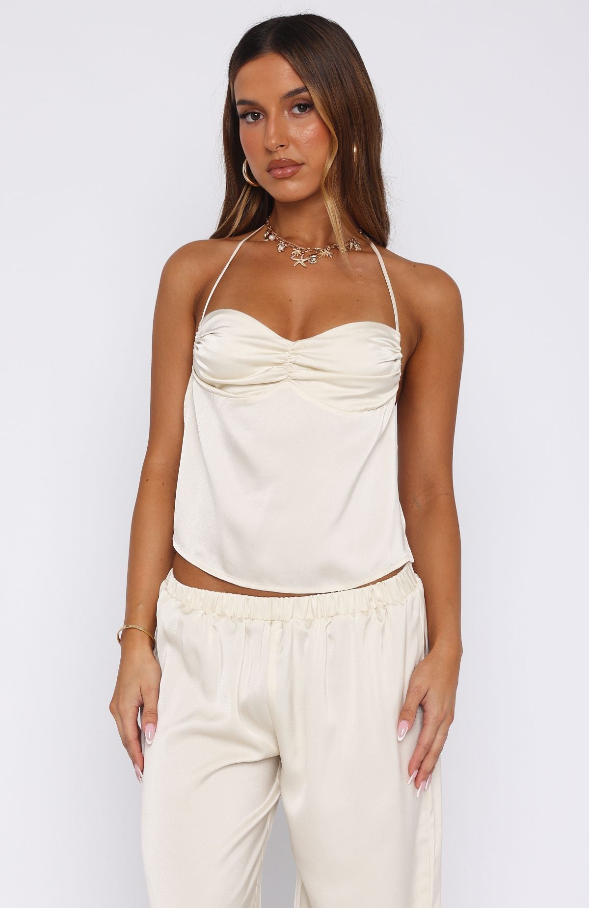 I'd Come Running Halter Top Butter