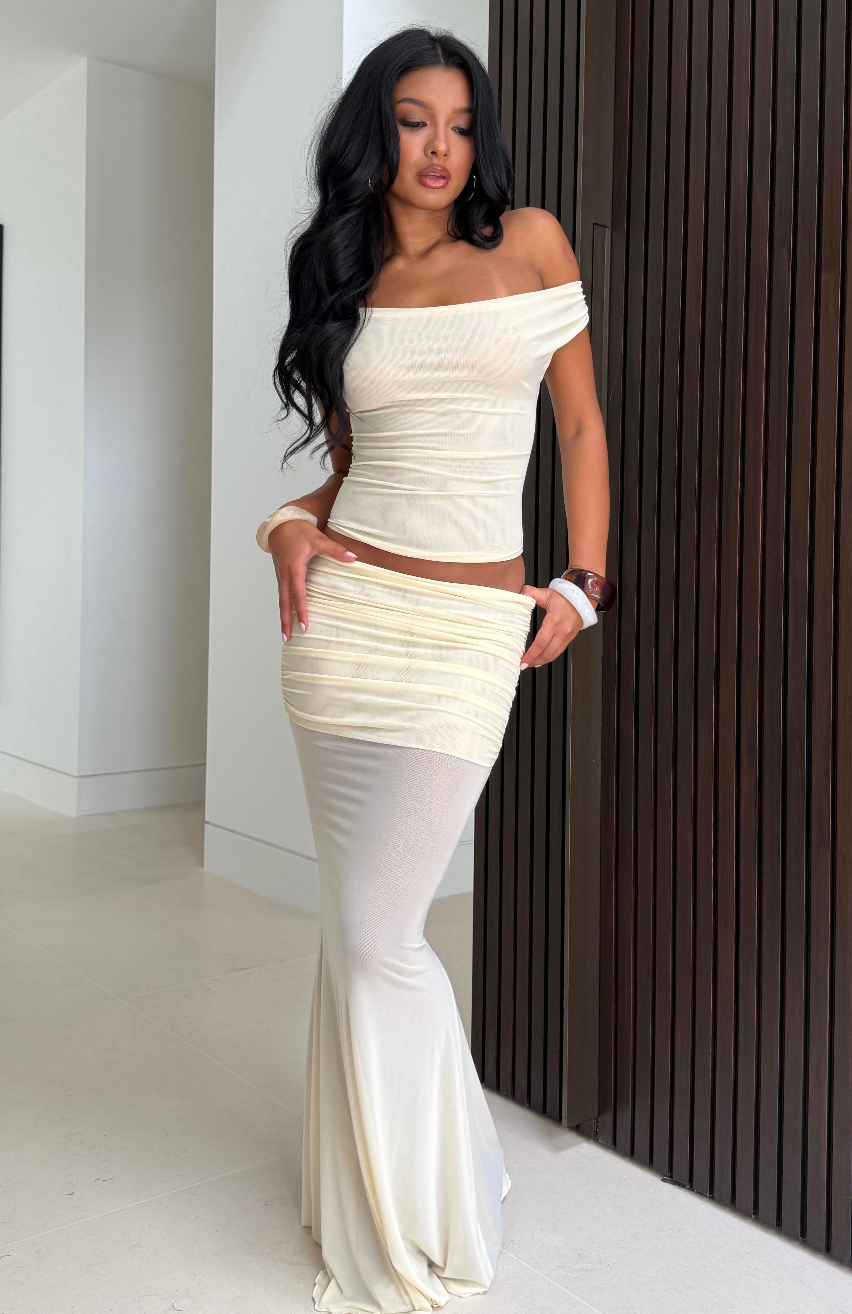 Need Your Heart Maxi Skirt Cream