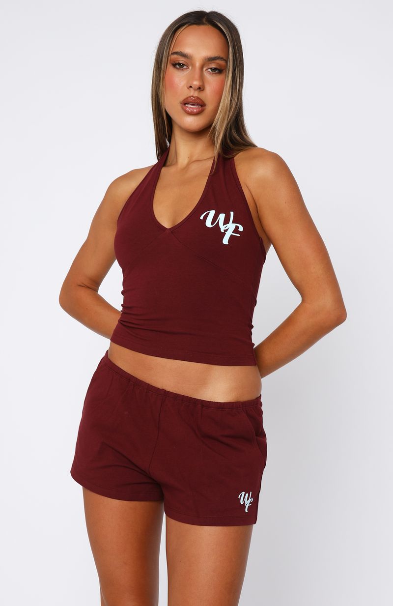 Made Me Better Relaxed Shorts Burgundy