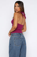 Boy, Bye Halter Bustier Plum