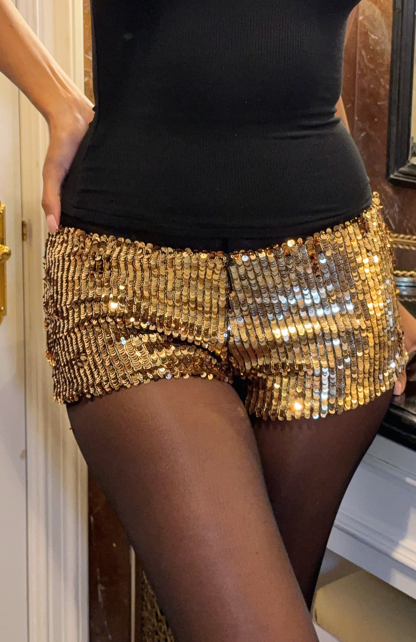 Bold Moves Sequin Shorts Gold