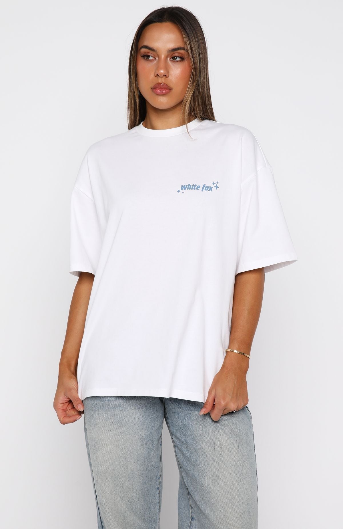 Pretty In Print Oversized Tee White