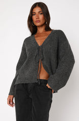 Flashback Knit Cardigan Charcoal