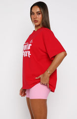 All I Want For Christmas Oversized Tee Red