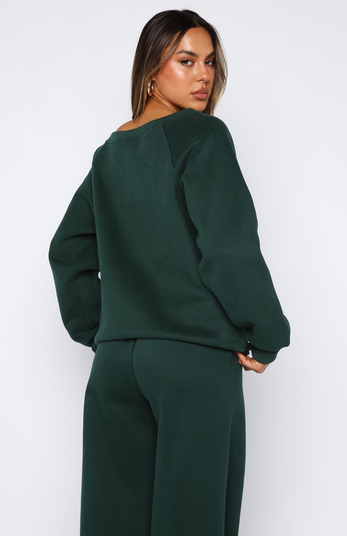Brand New Start Off Shoulder Sweater Forest Green