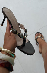 Nina Beaded Mules Chocolate