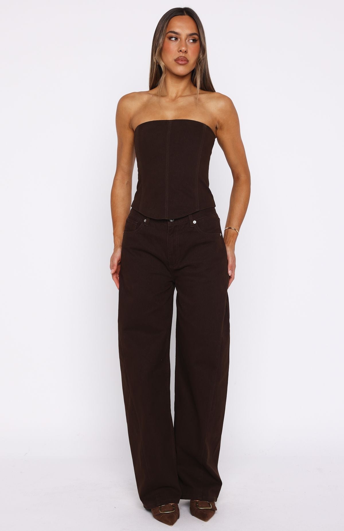 Be Mine Forever Denim Bustier Chocolate Wash