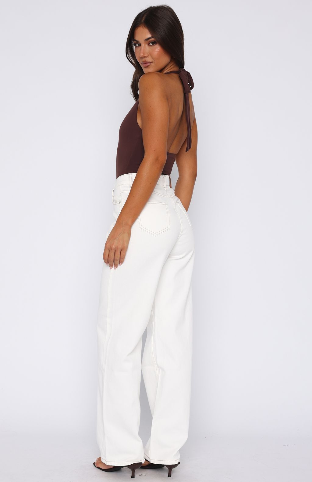 Bring The Style High Rise Wide Leg Jeans Off White