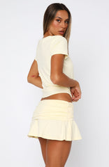 From The Archives Gigi Fold Over Mini Skirt Lemon
