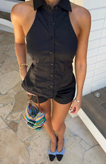 Can't Give You Up Halter Top Black