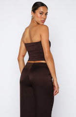 Never Bothered Strapless Top Chocolate