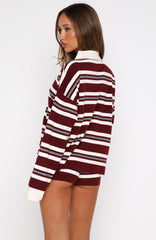 It's Ok, I'm Ok Knit Sweater Wine Stripe