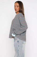 Catch The Drift Long Sleeve Tee Blue/Choc Stripe