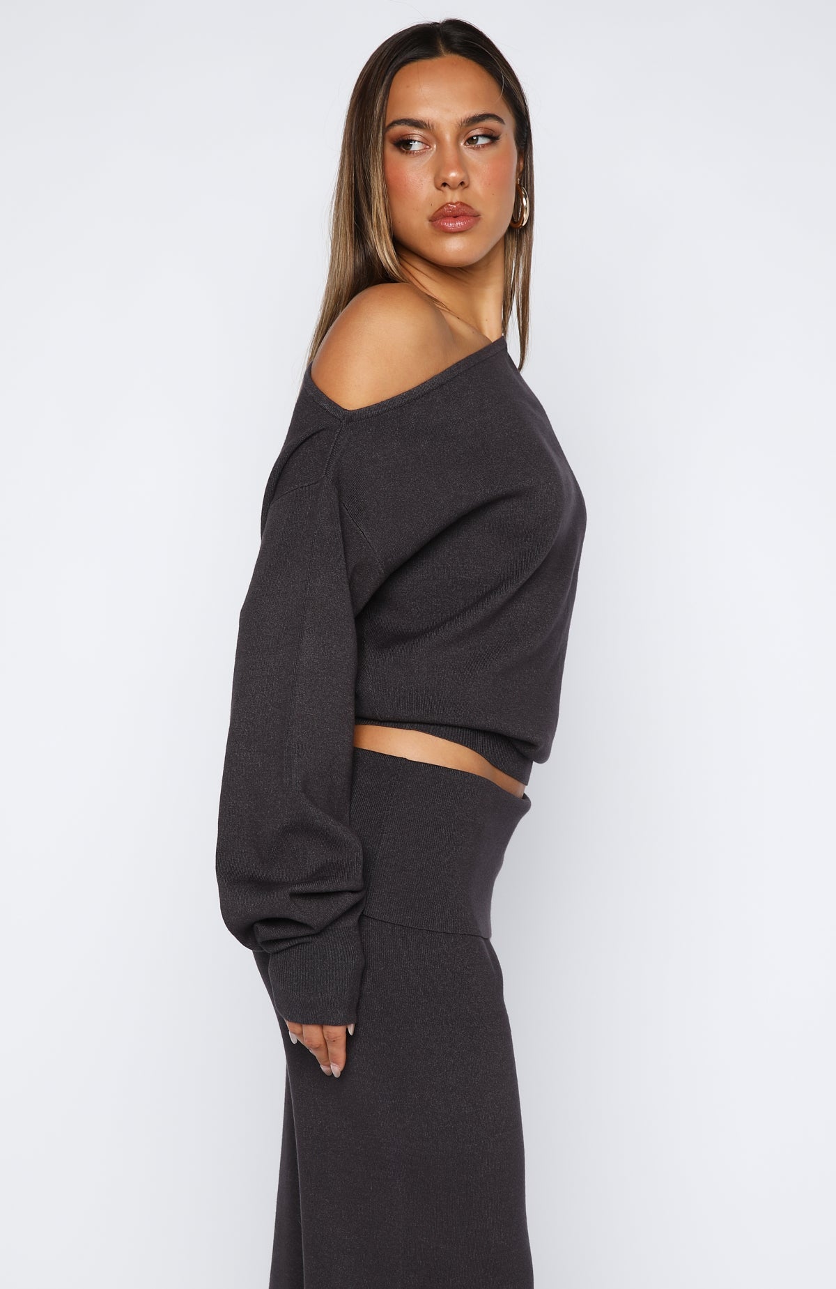 Can't Find The Words Knit Sweater Charcoal