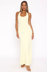 Took A Chance Halter Maxi Dress Lemon