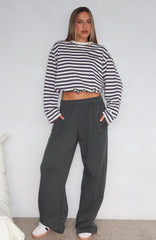 Give It A Rest Wide Leg Sweatpants Forest Green