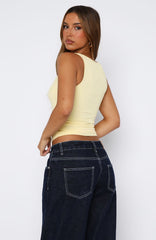 Filled With Life Ribbed Tank Lemon