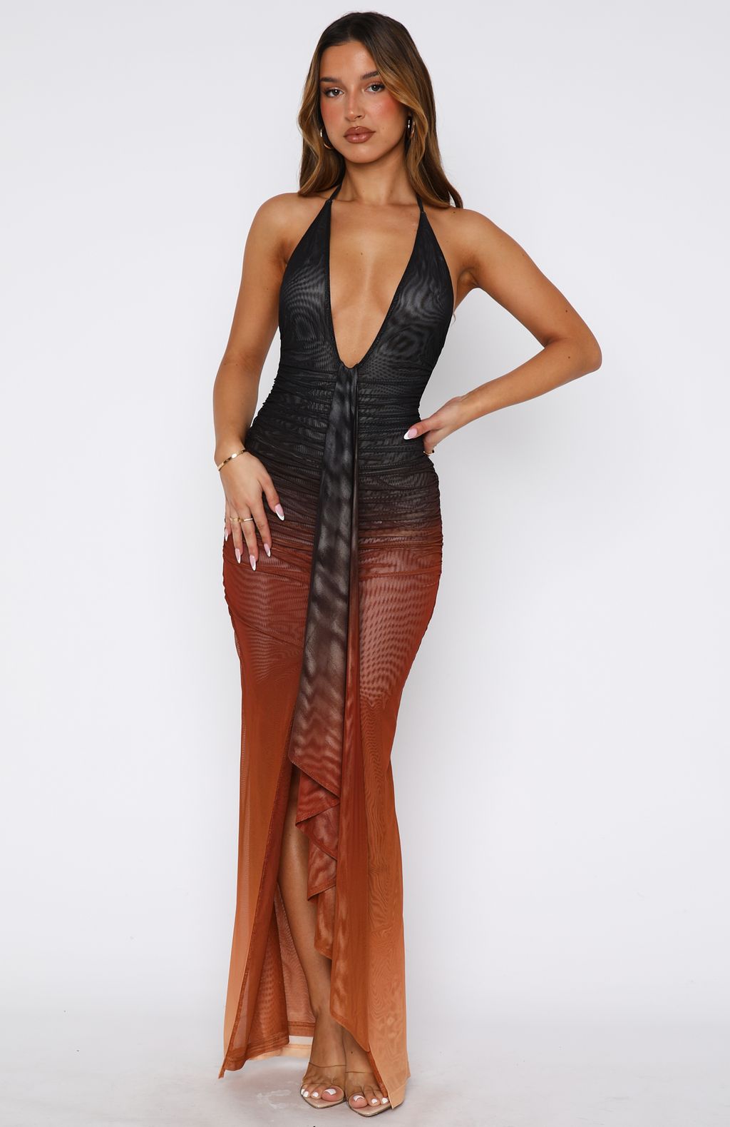 Drama Halter Maxi Dress Desert Dusk