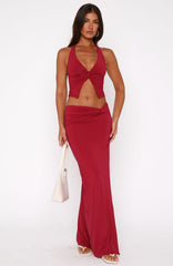 Made You Look Maxi Skirt Burgundy