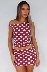 Stay With You Top Burgundy Polka Dot