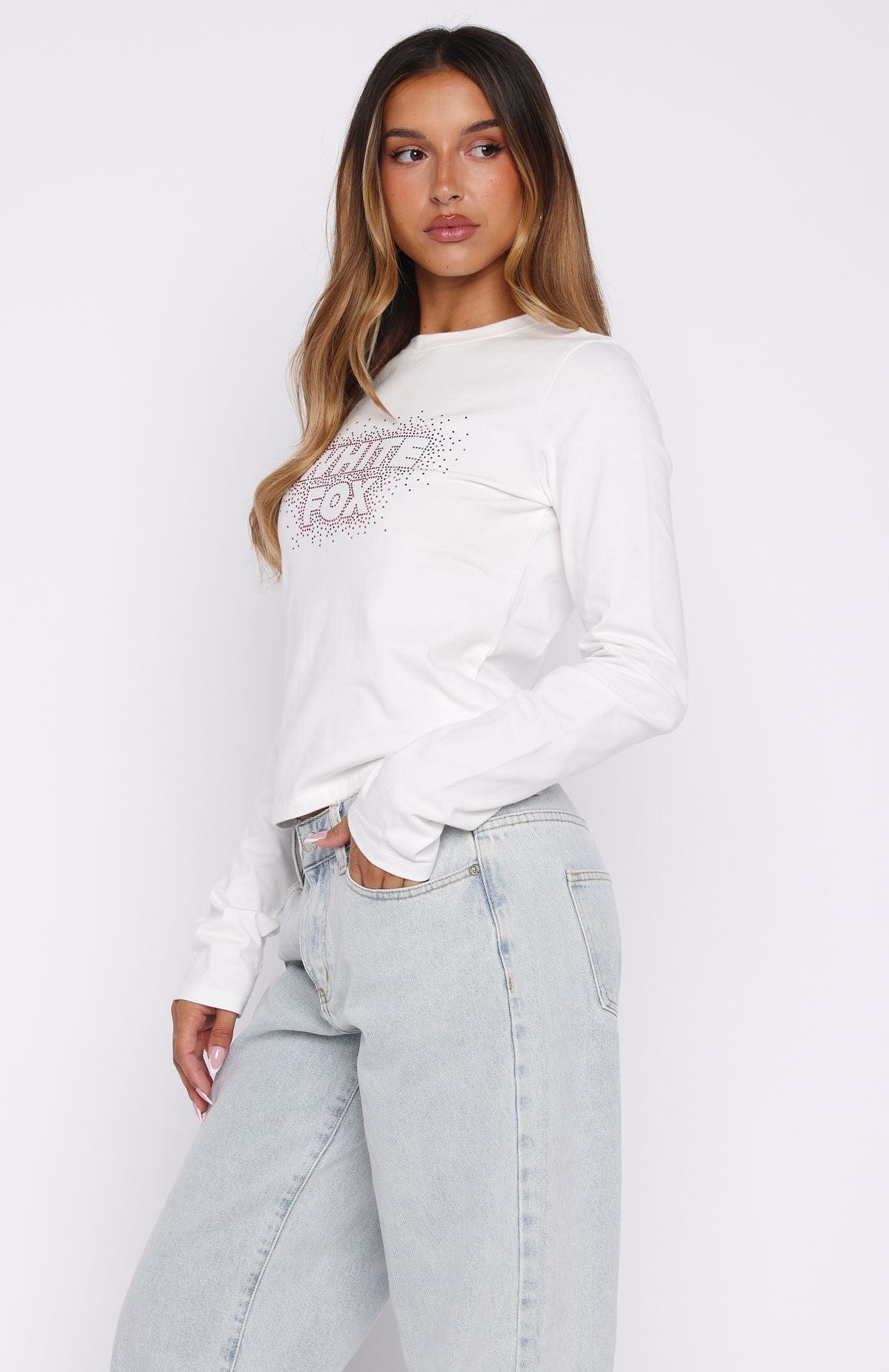 Let's Get Going Relaxed Long Sleeve Baby Tee White