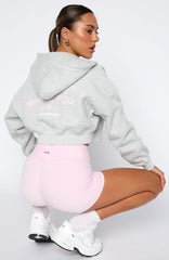 Love For The Game Cropped Zip Hoodie Dark Grey Marle