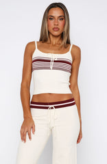 Keep Driving Knit Cami Top Burgundy Stripe