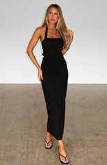 Counting On It Halter Maxi Dress Black
