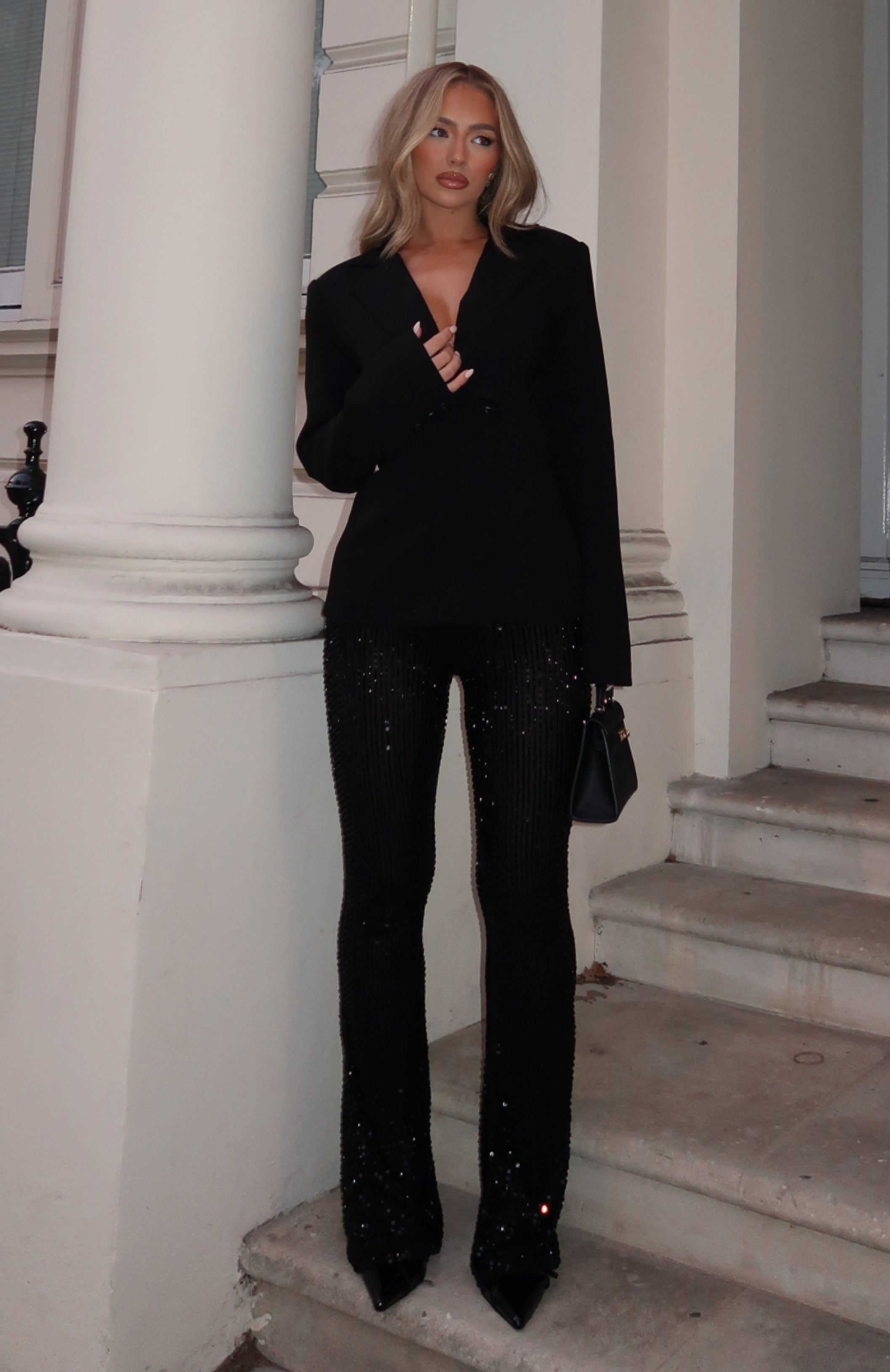 Moonlit Vows Beaded Pants Black