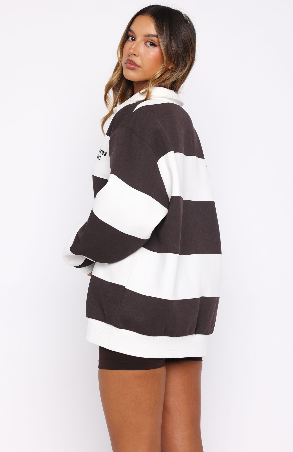 Make It Known Oversized Henley Sweater Dark Chocolate