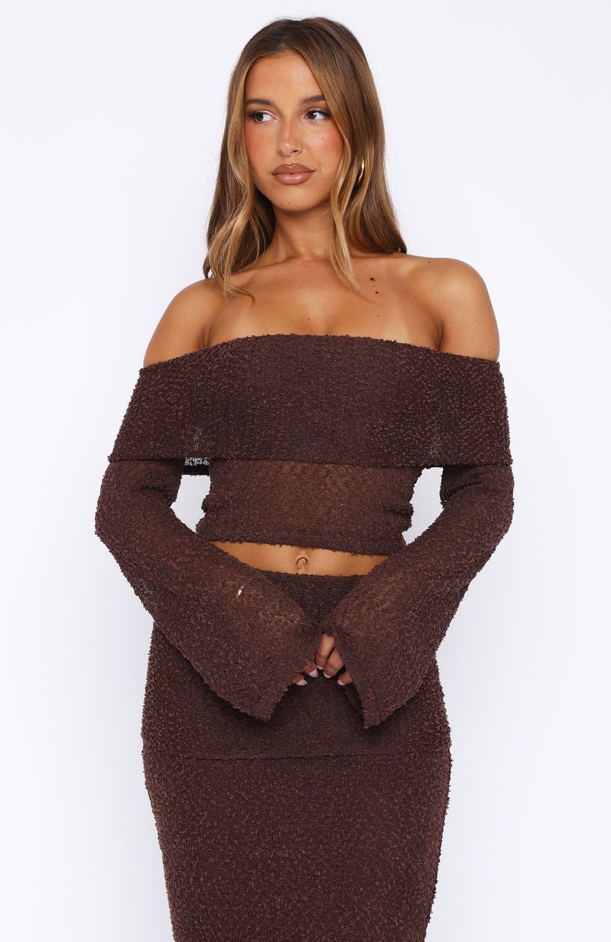 In Too Deep Long Sleeve Knit Top Chocolate